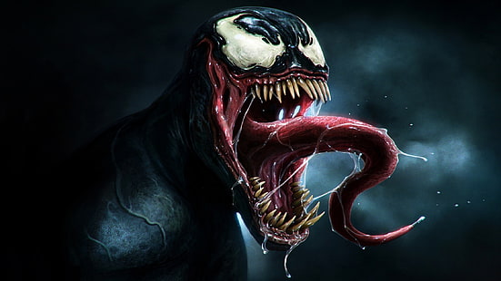 Venom, obra de arte, criatura, dentes, escuro, quadrinhos, arte em quadrinhos, HD papel de parede HD wallpaper
