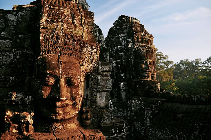 brown concrete ruins, city, ruins, sanctuary, temple, cambodia, HD wallpaper