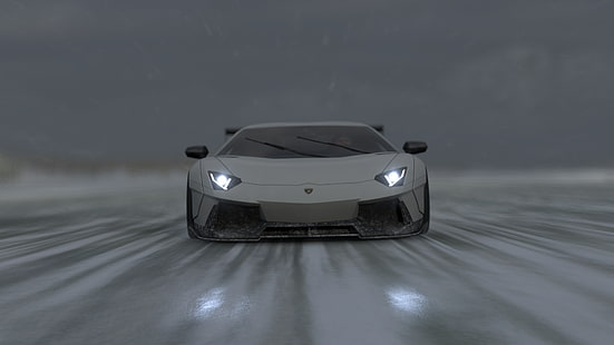 Forza, Forza Horizon 4, videojuegos, Ferrari, carretera, nieve, vehículo, Fondo de pantalla HD HD wallpaper