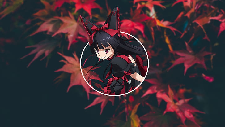anime, render in shapes, anime girls, dark eyes, Rory Mercury, picture-in-picture, HD wallpaper