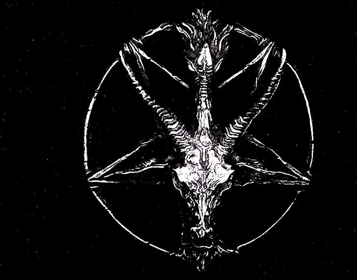 белый и черный логотип иллюстрации, блэк, зло, тяжелый, металл, оккультизм, пентаграмма, сатанинский, цюдер, HD обои