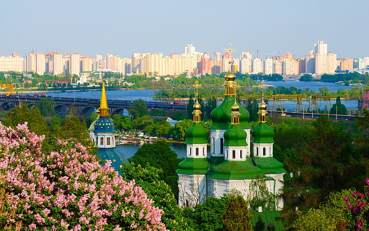 키예프의 성 소피아 성당과 키예프 페 체르 시크 라 브라 (동굴 수도원), HD 배경 화면