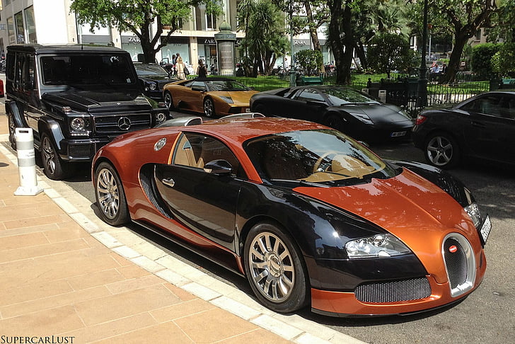 bugatti, екзотика, оранжево, супер автомобили, veyron, HD тапет