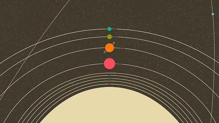 solar system rotation, simple, minimalism, planet, Solar System, artwork, HD wallpaper