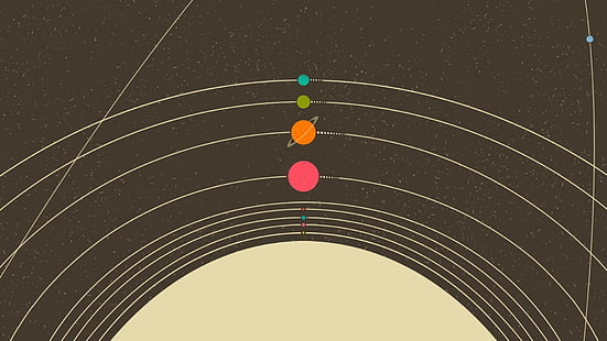 solar system rotation, simple, minimalism, planet, Solar System, artwork, HD wallpaper HD wallpaper