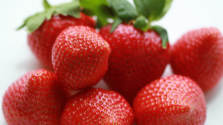 red strawberries, food, strawberries, fruit, HD wallpaper