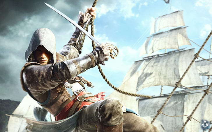 Assassin Creed 4 Black Flag, черный флаг, HD обои