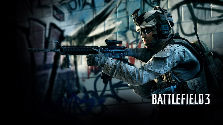 Battlefield 3 poster, Battlefield 3, video games, dice, M16, assault rifle, Battlefield, HD wallpaper