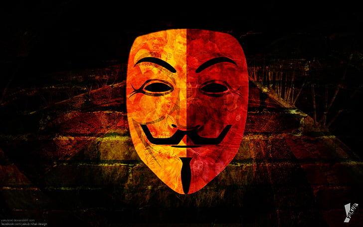 Anonimowy, hacking, maska, czerwony, Tapety HD