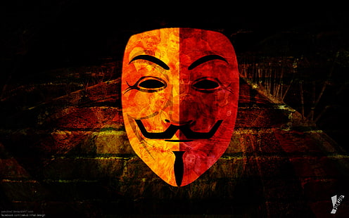 Anónimo, pirateo, máscara, rojo, Fondo de pantalla HD HD wallpaper