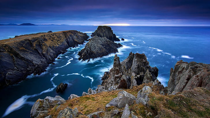 أيرلندا ، دونيجال ، البحر ، الحجارة، خلفية HD