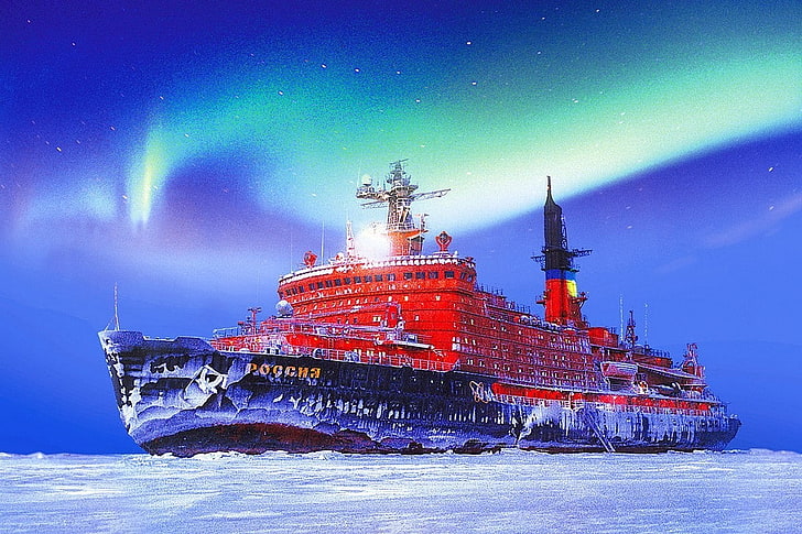 navio, quebra-gelo movido a energia nuclear, HD papel de parede