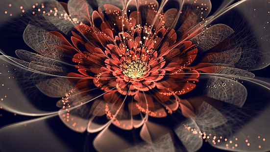 flowers, fractal, abstract, fractal flowers, digital art, HD wallpaper HD wallpaper