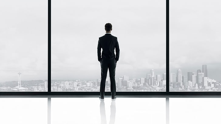 Schwarzer Herrenanzug und schwarze Anzughose, fünfzig Grautöne, Jamie Dornan, 2015, HD-Hintergrundbild