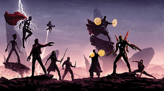 avengers infinity war, póster, hd, 4k, películas, películas de 2018, iron man, spiderman, doctor strange, star lord, thor, gamora, drax the destroyer, Fondo de pantalla HD HD wallpaper
