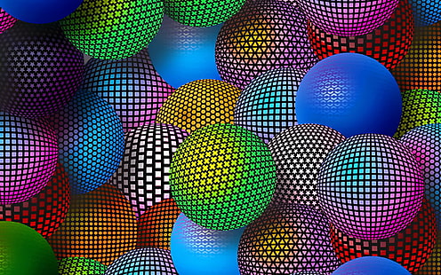 3D Neon Balls, 3d, neon, balls, HD wallpaper HD wallpaper
