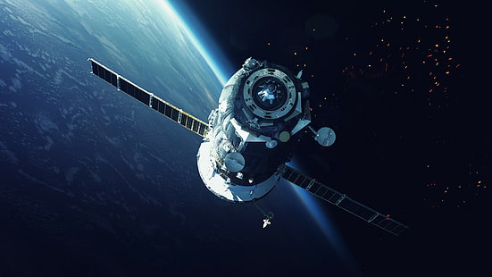 атмосфера, космический корабль, международная космическая станция, космическая станция, космическое пространство, небо, космос, земля, HD обои HD wallpaper