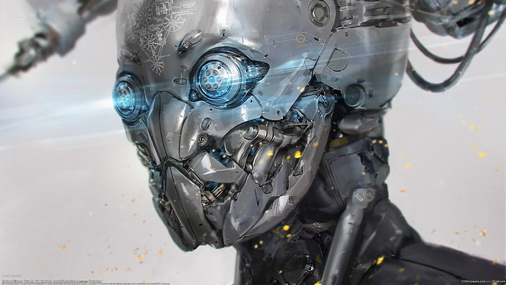 ilustrasi robot, seni digital, cyberpunk, seni fantasi, Wallpaper HD