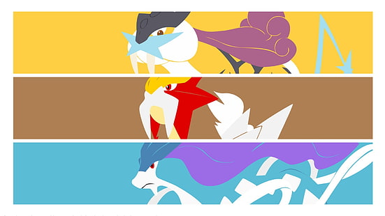 ilustração de anime, Pokémon, Raikou, Entei, Suicune, HD papel de parede HD wallpaper