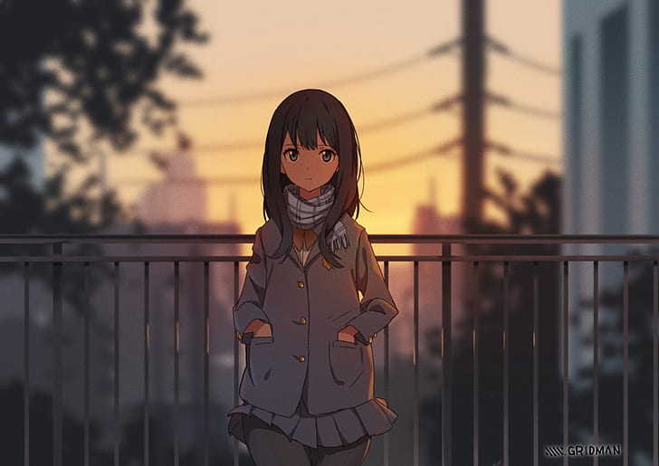 Anime, Anime Girls, Sonnenuntergang, SSSS.GRIDMAN, Takarada Rikka, HD-Hintergrundbild