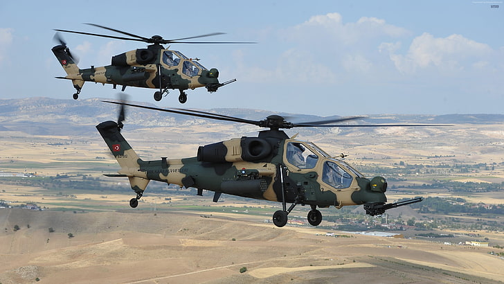 helicóptero de ataque, Indústrias Aeroespaciais Turcas, AgustaWestland, Agusta Westland T-129, HD papel de parede