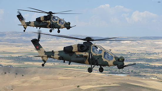 攻撃ヘリコプター、トルコ航空宇宙産業、アグスタウェストランド、アグスタウェストランドT-129、 HDデスクトップの壁紙 HD wallpaper