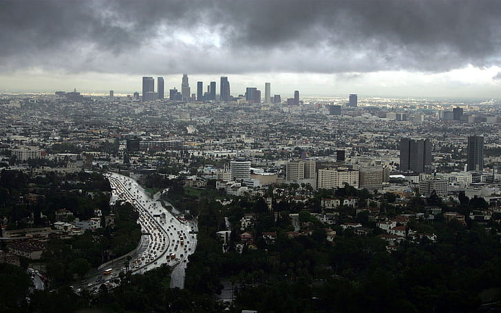 pejzaż miejski, Los Angeles, zachmurzenie, miasto, miejski, Tapety HD