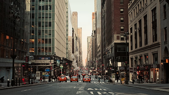 Manhattan, ciudad, Nueva York, metrópoli, Estados Unidos, calle, centro de la ciudad, Fondo de pantalla HD HD wallpaper