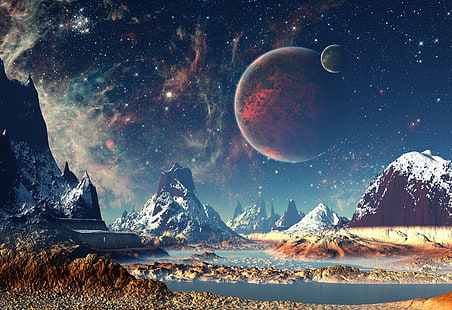 Planeten, Sternenhimmel, Galaxie, Landschaft, Milchstraße, Sterne, HD-Hintergrundbild HD wallpaper