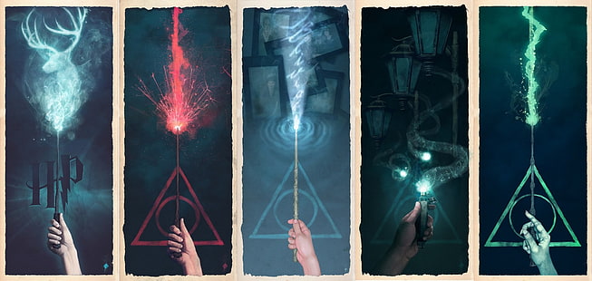 обои волшебной палочки разного цвета, гарри поттер, магия, фэнтези арт, книги, HD обои HD wallpaper
