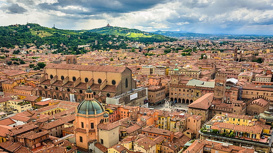 pejzaż miejski, budynek, krajobraz, Bolonia, Włochy, niebo, miasto, Tapety HD HD wallpaper