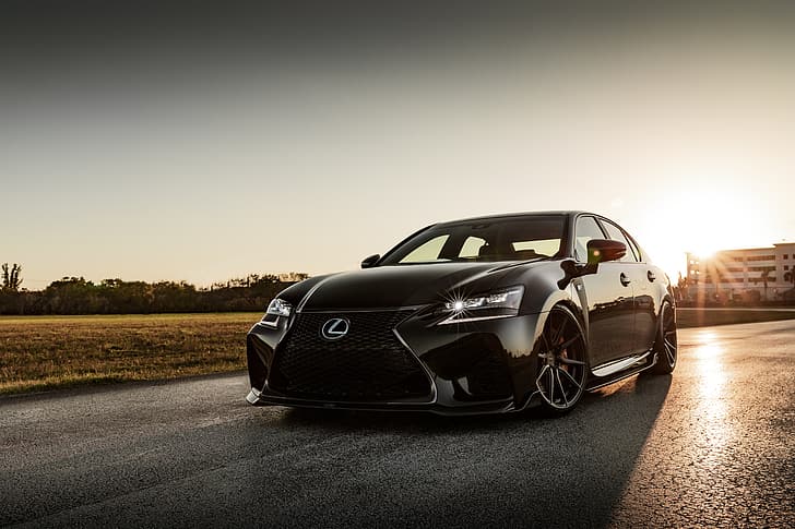 Lexus, Japan, Beautiful, Black, Sunset, Evening, GS-F, HD wallpaper