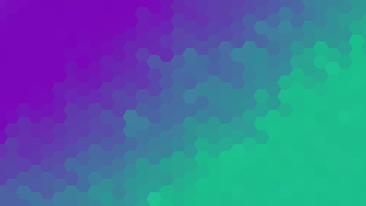 abstract, hexagon, blue, green, purple, HD wallpaper