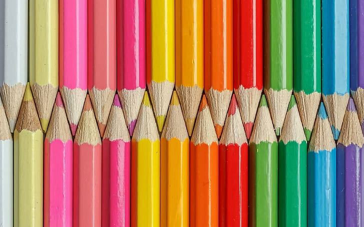 matite colorate, un insieme di colori, luminoso, assortito set di matite colorate, matite colorate, un insieme di colori, luminoso, Sfondo HD
