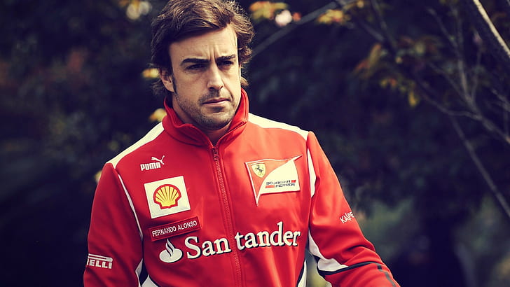 Fernando Alonso, hombres, piloto, Ferrari, campeón mundial, Fondo de pantalla HD