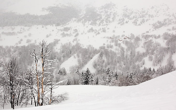nature, snow, winter, mountains, landscape, HD wallpaper