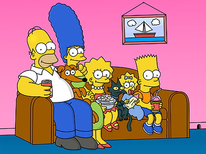 I Simpson, Bart Simpson, Homer Simpson, Lisa Simpson, Maggie Simpson, Marge Simpson, Sfondo HD HD wallpaper