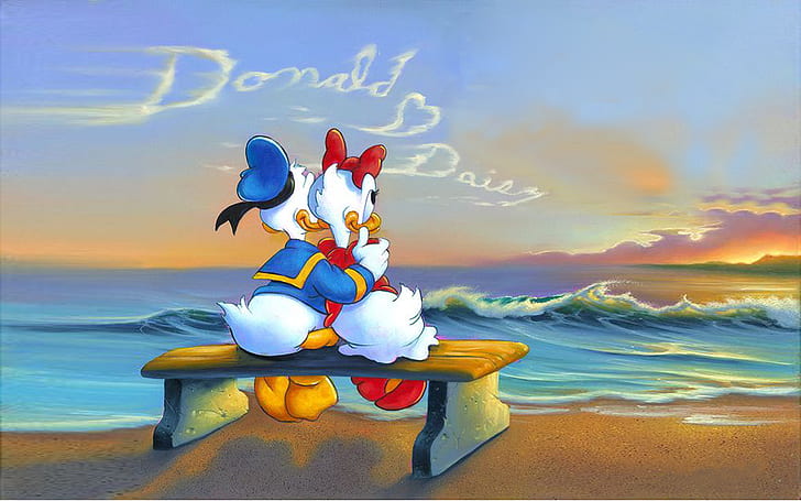 Donald Duck And Daisy Suset Message In The Clouds Romantic Couple Wallpapers  Free Download 1920×1200, HD wallpaper | Wallpaperbetter