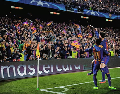 FC Barcelona, soccer clubs, soccer, Lionel Messi, Neymar, Neymar JR., Camp Nou, HD wallpaper HD wallpaper