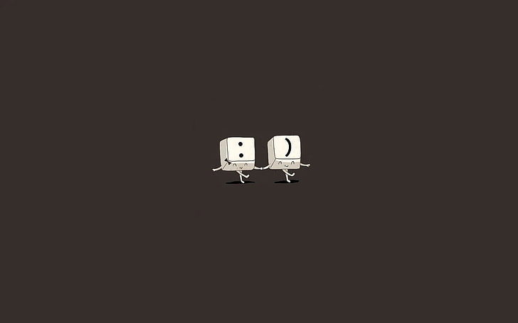 dua wallpaper tombol karakter persegi, menari, positif, kunci, senyum, keyboard, Wallpaper HD