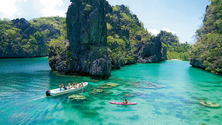 بحيرة كايانغان ، جزر كورون ، بالاوان ، الفلبين، خلفية HD