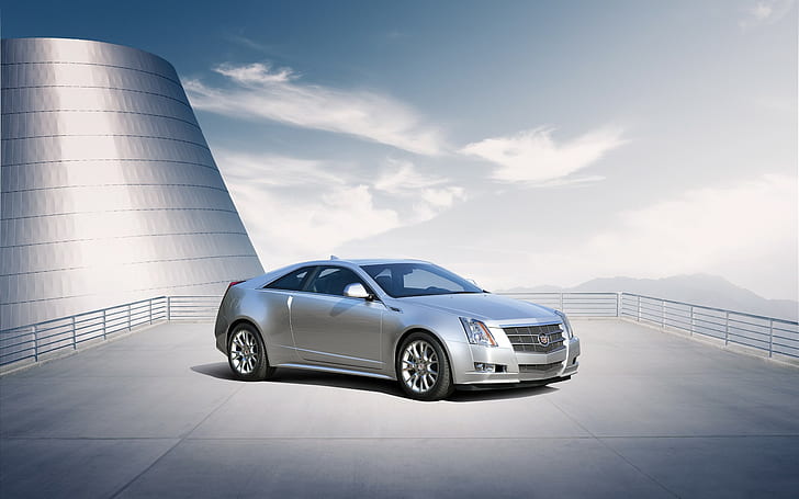 Cadillac CTS Coupe 2 2011 года, серебристое купе, купе 2011 года, Cadillac, HD обои