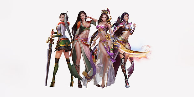  Girl, Fantasy, Sexy, Art, Asian, Style, Girls, Background, Minimalism, Sword, Characters, Dress, Swords, Jianyachi L, HD wallpaper HD wallpaper