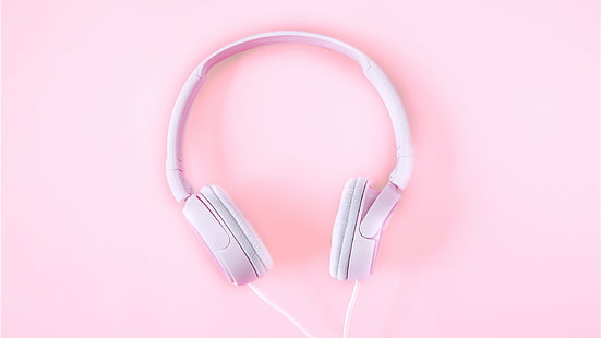 fones de ouvido, rosa, branco, HD papel de parede HD wallpaper
