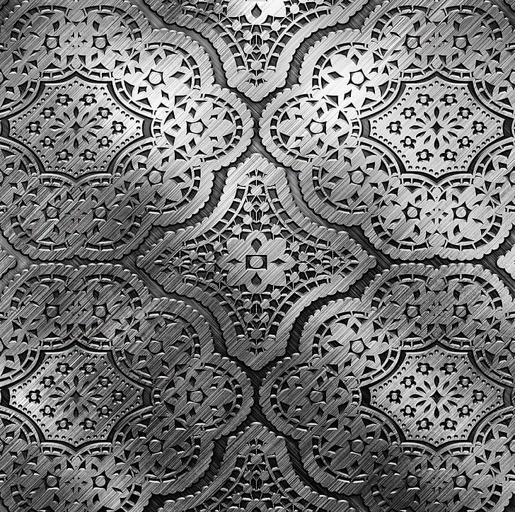 white doily, metal, pattern, silver, texture, background, steel, metallic, HD wallpaper