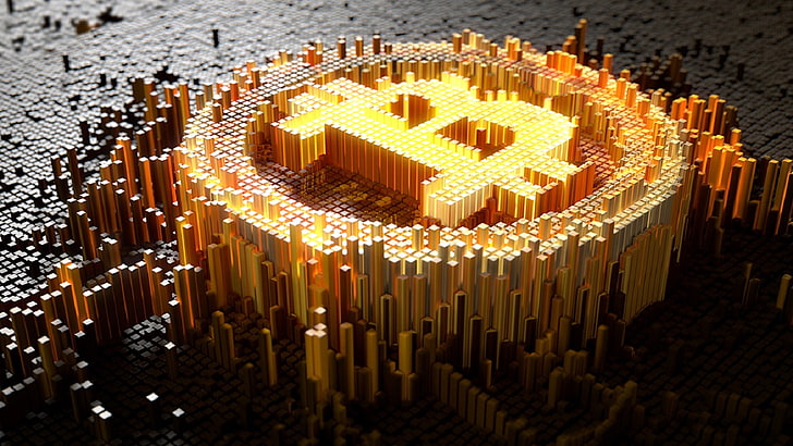 Bitcoin, money, 3D, HD wallpaper