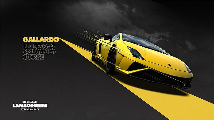 Lamborghini, Lamborghini Gallardo, Driveclub, видео игри, жълти коли, HD тапет