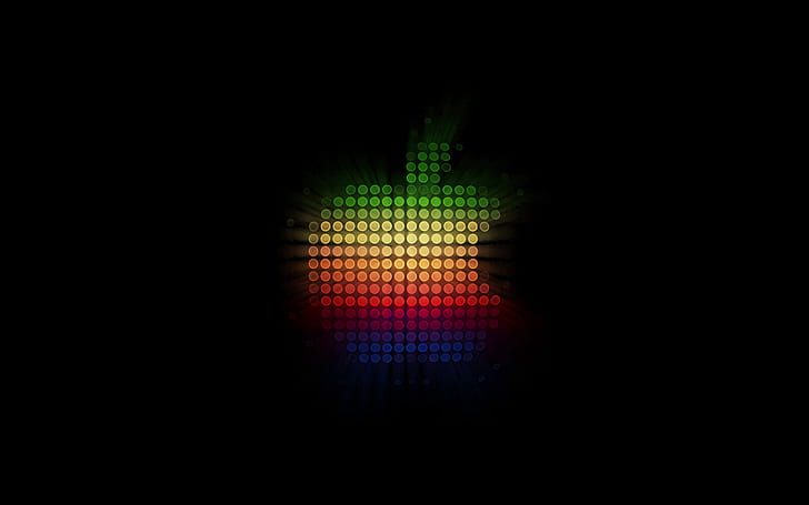 アップルのロゴ、カラフルな暗い背景、 HDデスクトップの壁紙