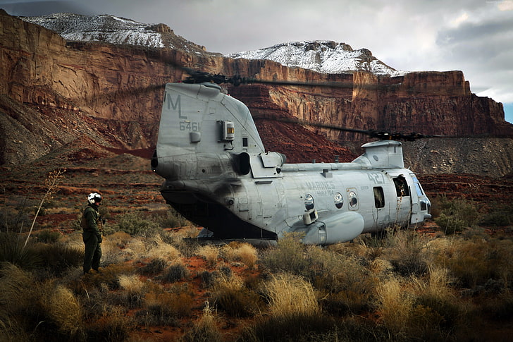 Grand Canyon Village, Boeing, CH-47, piloto, Chinook, exército dos EUA, helicóptero de transporte, HD papel de parede