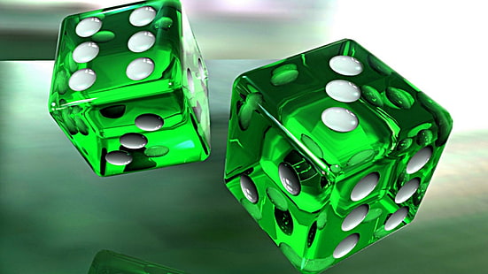 3d, dice, green, image, HD wallpaper HD wallpaper